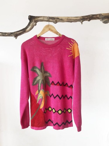 Kolorowy sweter vintage we wzory