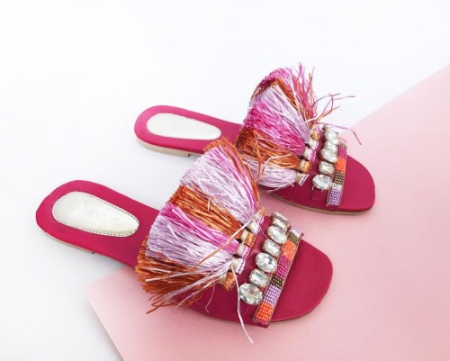 River Island klapki z frędzlami