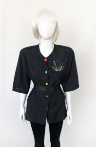 Koszula vintage z kolorowym haftem