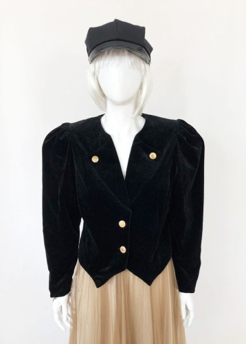 Aksamitny czarny żakiet vintage