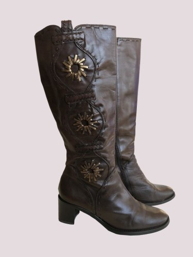 Roby &amp; Pier skórzane kozaki zdobienia 38