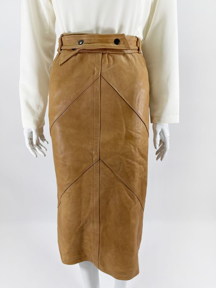 Skórzana spódnica vintage camel