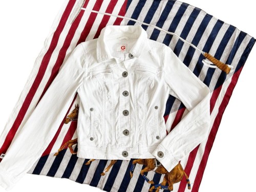 Guess krótka jeansowa kurtka ripped