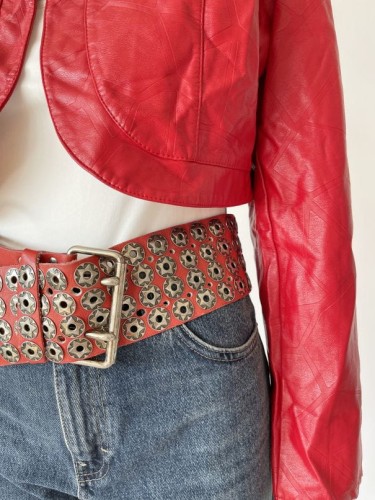 Szeroki skórzany pas