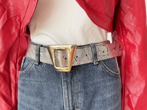 Skórzany srebrny pasek vintage