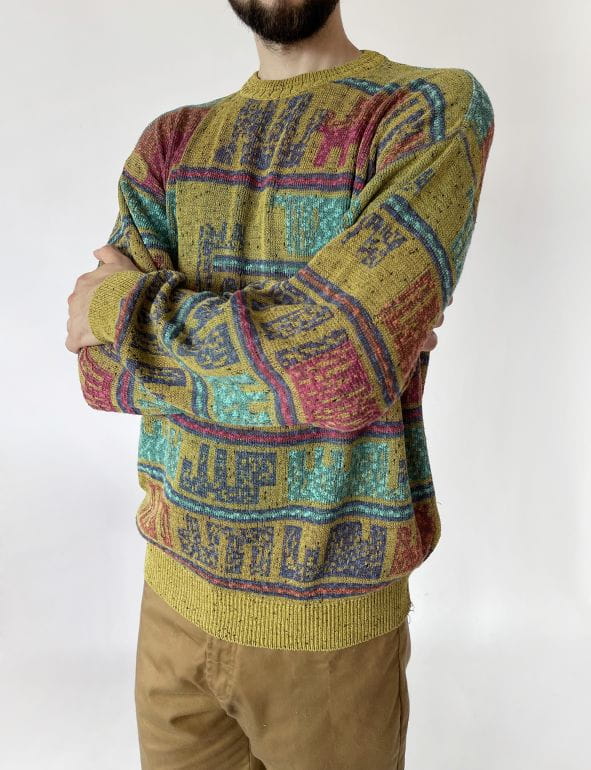 Kolorowy męski sweter vintage