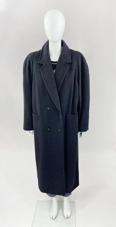 Długi wełniany płaszcz vintage oversize