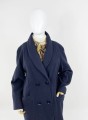 Wełniany granatowy płaszcz vintage