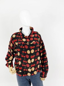 Charlotte Sparre jedwabna kurtka owocowe wzory