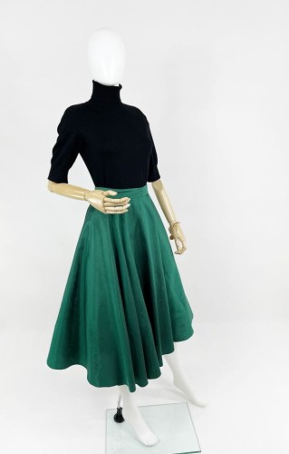 Jedwabna rozkloszowana spódnica vintage