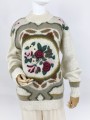 Wełniany haftowany sweter vintage