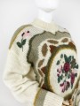 Wełniany haftowany sweter vintage