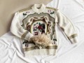 Wełniany haftowany sweter vintage