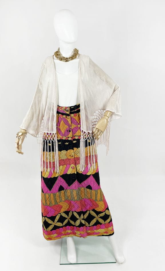Pikowana maxi spódnica boho 70's