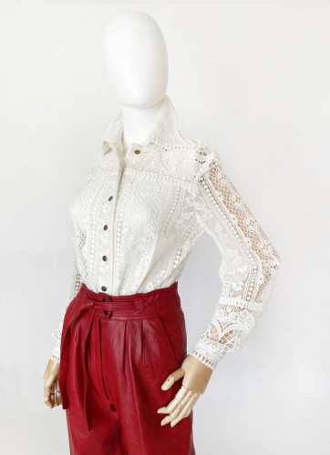 Hauser Modell koronkowa koszula vintage 80's