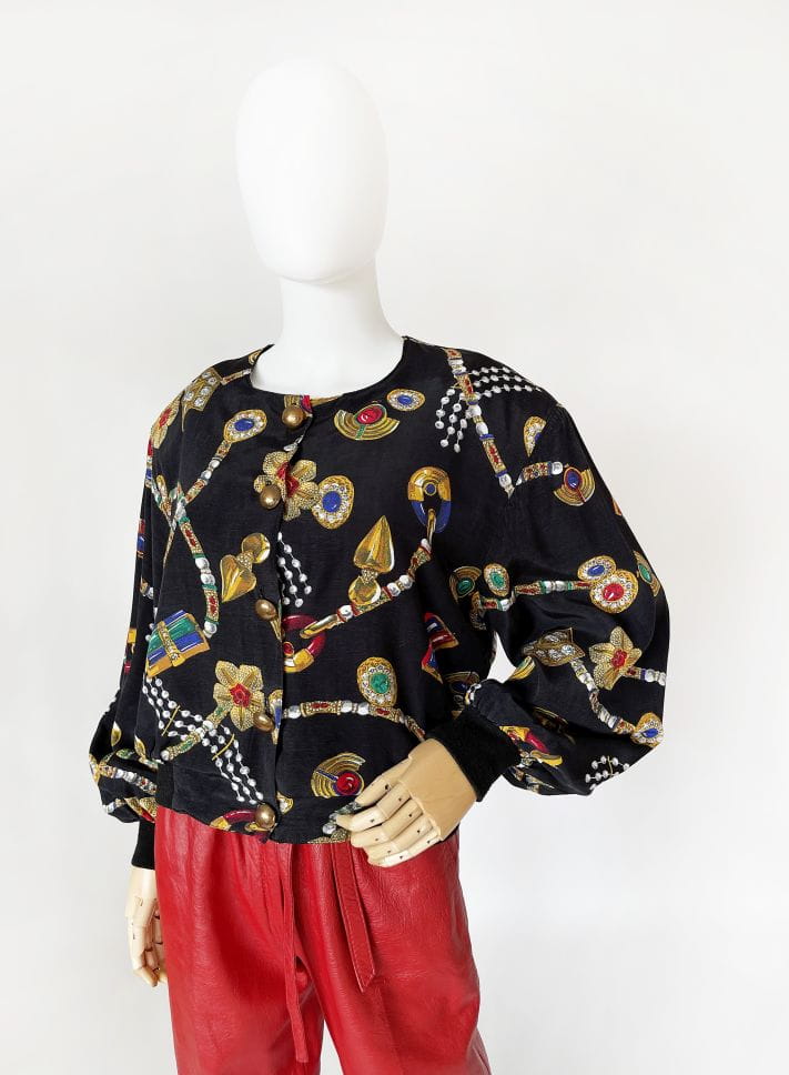 Wzorzysty bomber vintage 80's