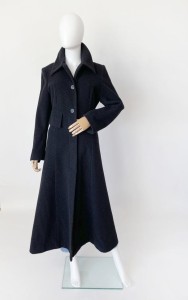 Wełniany rozkloszowany płaszcz maxi + kaszmir