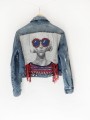 Pinko jeansowa kurtka z gobelinową aplikacją