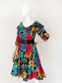 Kolorowa sukienka vintage w kwiaty 90's