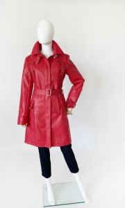 Rino&Pelle czerwony płaszcz ze skóry sztucznej