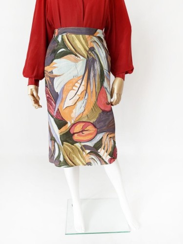 Markwald spódnica vintage malowane wzory