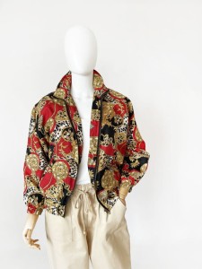 Jedwabny wzorzysty bomber vintage