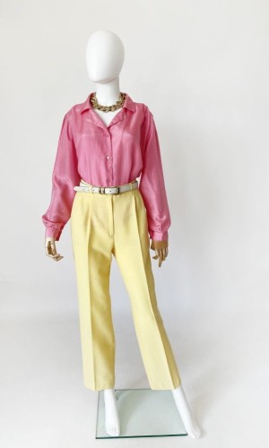 Cytrynowe spodnie w kant