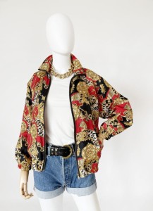 Jedwabny wzorzysty bomber vintage