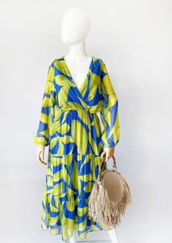 Z metką: jedwabna długa sukienka we wzory