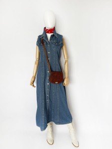 Jeansowa sukienka maxi vintage western