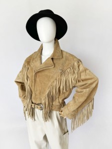 Skórzana kurtka z frędzlami western