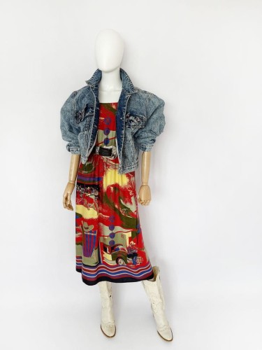 Kowbojska długa sukienka w printy