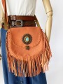 Skórzana torba z frędzlami boho