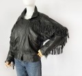 Skórzana ramoneska z frędzlami vintage 80's