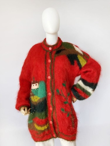 Moherowy kardigan vintage 80's krajobraz