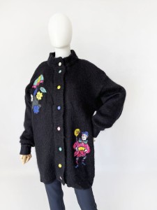 Moherowy kardigan vintage 80's klaun