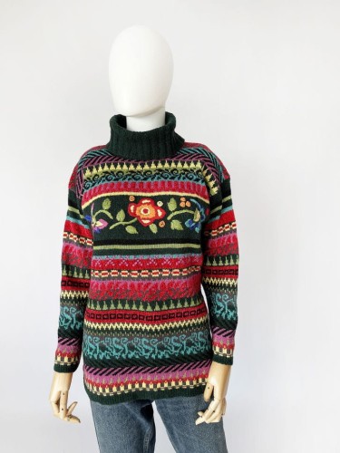 Joye+Fun kolorowy sweter vintage