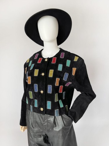 Zamszowa zdobiona kurtka vintage