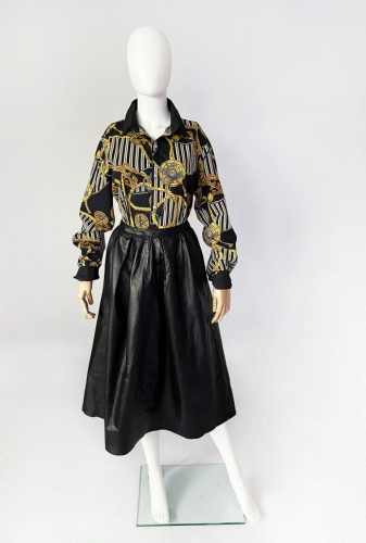 Skórzana rozkloszowana spódnica vintage