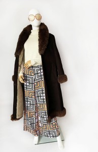 Ciepły naturalny kożuch vintage 70's