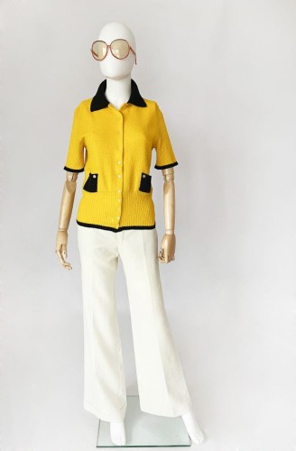 Kremowe spodnie dzwony vintage 70's