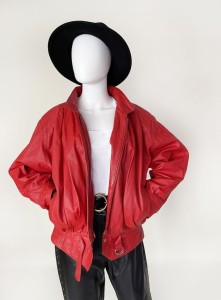 Skórzana czerwona kurtka vintage 