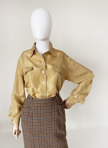 Miodowa jedwabna koszula vintage