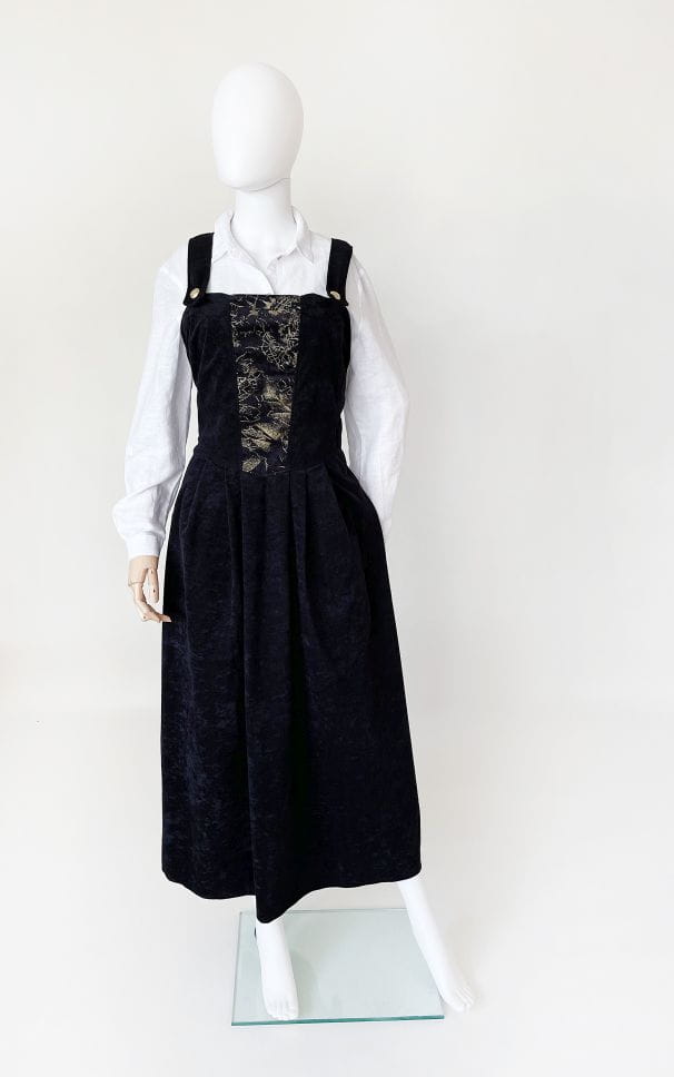 Długa sukienka vintage szelki