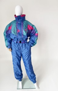 Kolorowy kombinezon narciarski vintage 90's