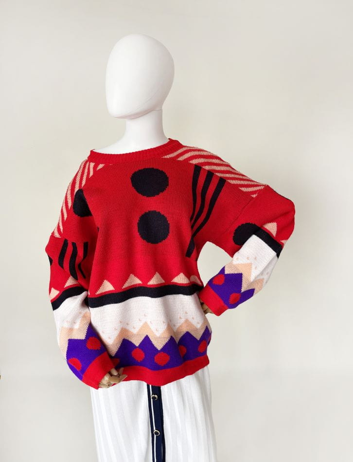 Kolorowy sweter vintage 80's