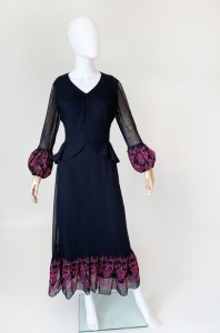 Haftowana maxi sukienka vintage 70's