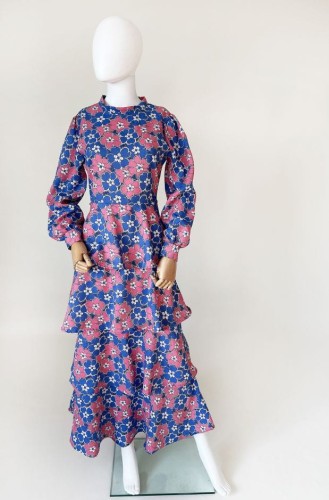 Kwiatowa maxi sukienka hippie 70's