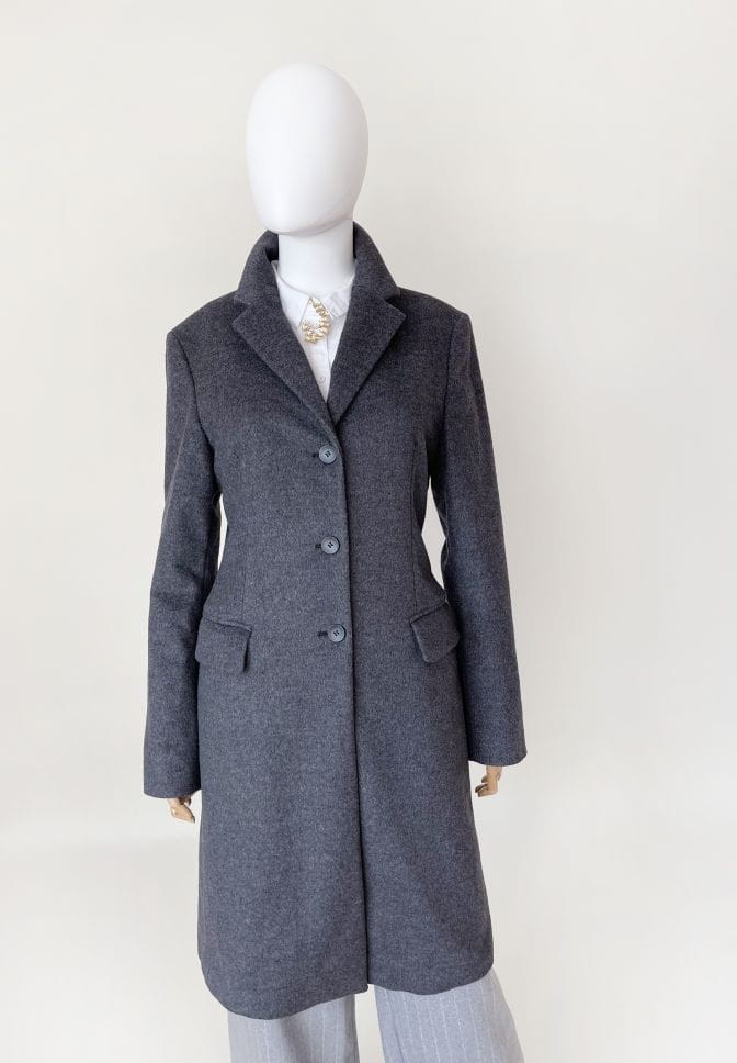 Benetton wełniany płaszcz midi 