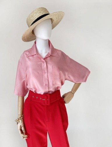 Jedwabna koszula vintage róż
